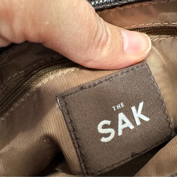 The Sak Brown Tan Crochet Crossbody Handbag Boho Classic Festival Casual - Picture 10 of 11